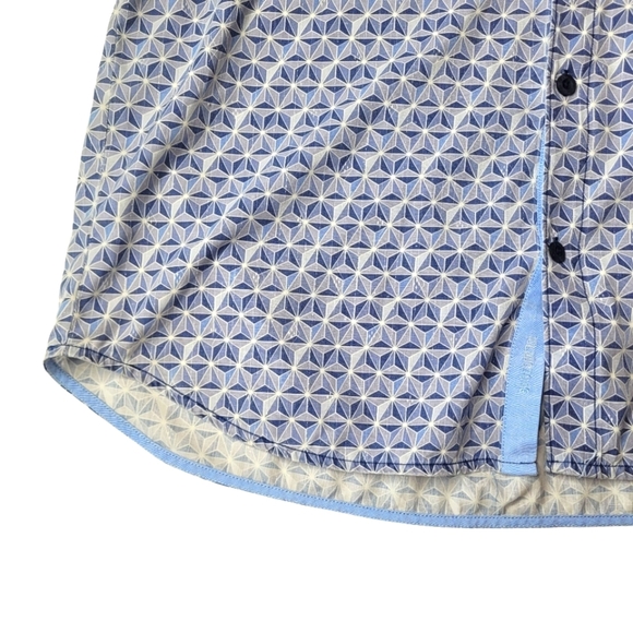 TOMMY BAHAMA IslandZone Costa GeoShort-Sleeve Woven Shirt in Bering Blue XL - Picture 3 of 4